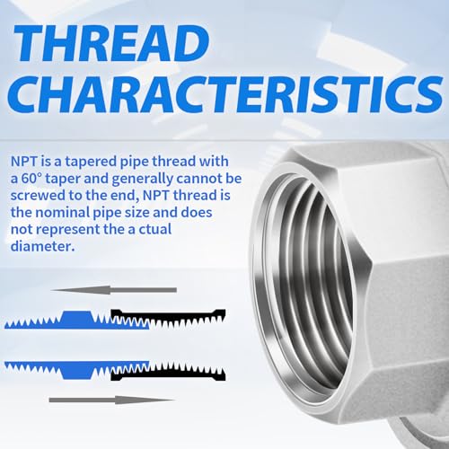 Image of ChillWaves 304 Stainless Steel Cast Pipe Fitting, Union，3 /4 inch NPT Female Thread Adapter(1-PACK)