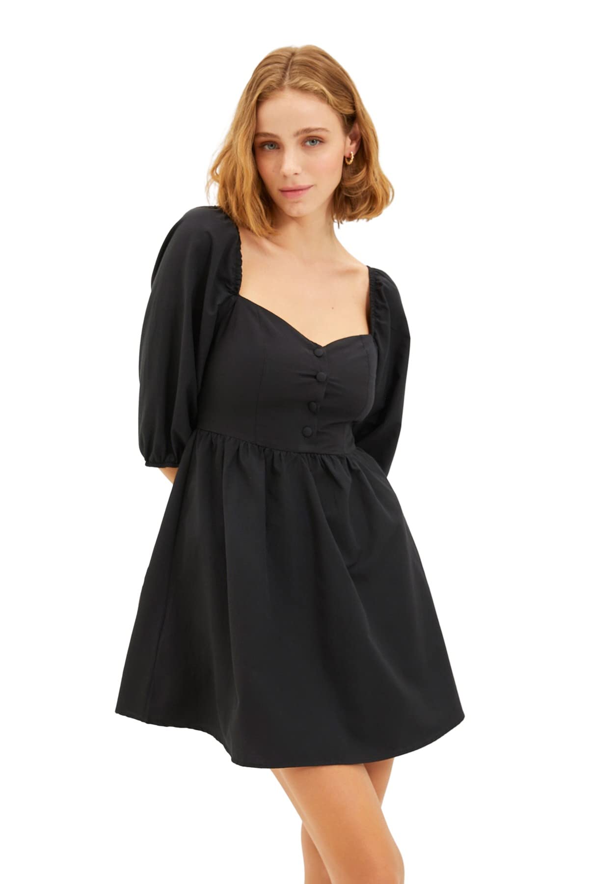 Trendyol FeMan Mini Skater Regular fit Woven Dress Black
