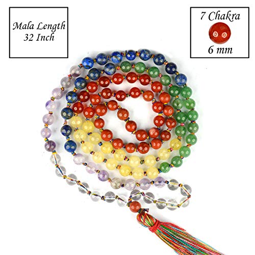 Image of Reiki Crystal Products Natural Reiki Feng-Shui Mala Necklace 6 mm Crystal Stone 108 Bead Jaap Mala for Men and Women