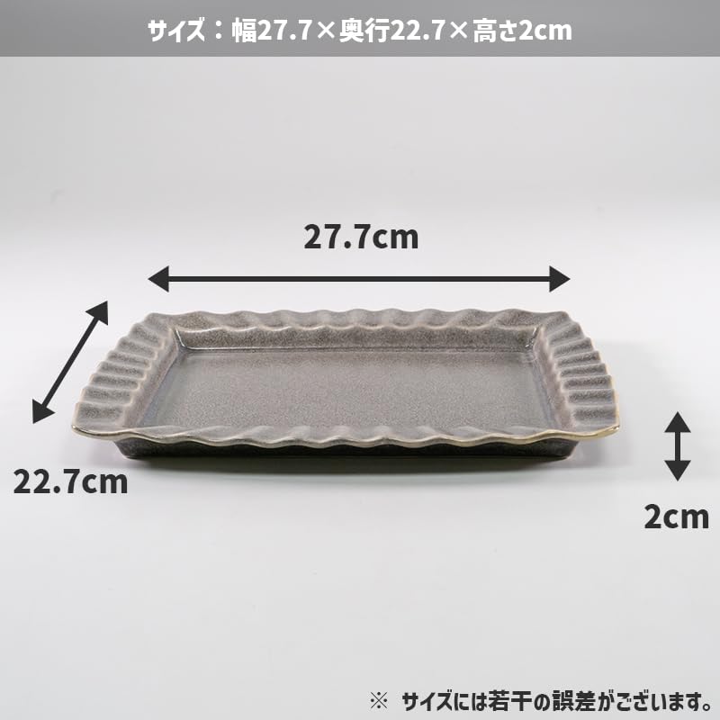 TAMAKI T-960660 Cooler Dish, Gray, Width 10.9 x Depth 9.9 x Height 0.8 inches (27.7 x 22.7 x 2 cm), Dishwasher Safe, Dish, Square, Frying, Tableware, Pottery, Lunch Plate, with Net