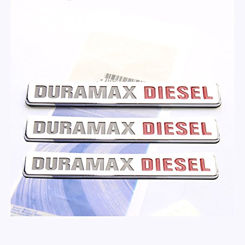 Image of 3pack OEM Duramax Allison Truck Emblem Badges Compatible with Silverado 2500 3500 Hd Sierra Glossy (Chrome Red)