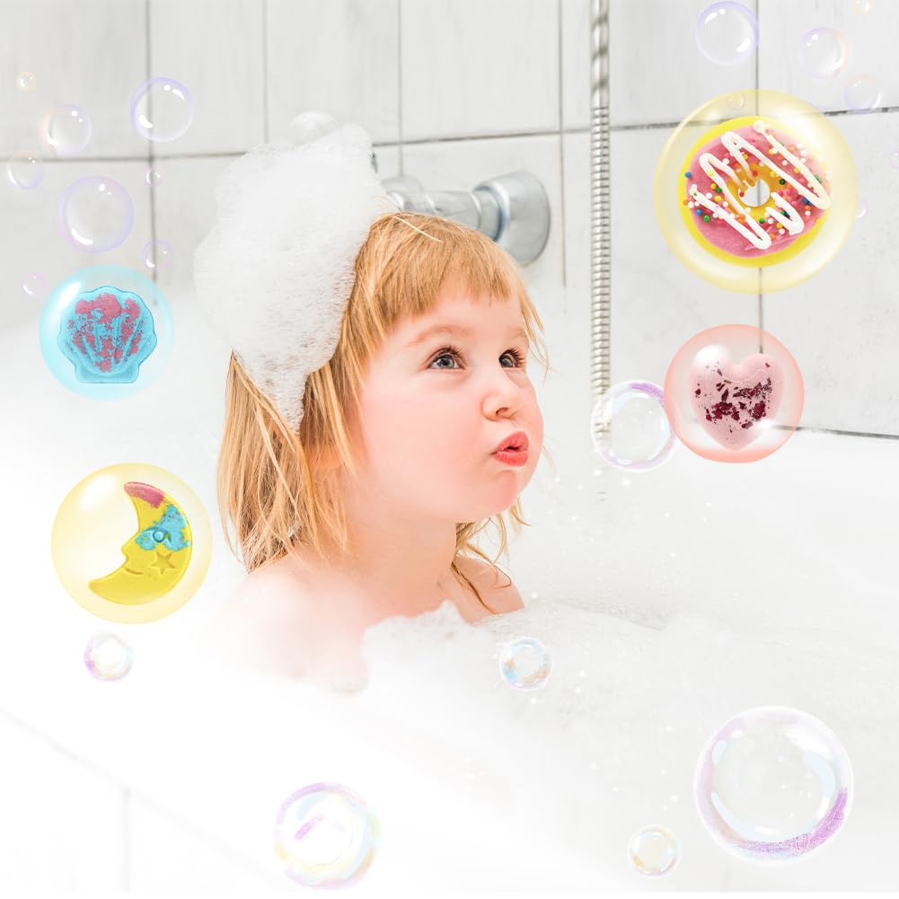 LOPHE Bombes de Bain,6 pcs Coffret Cadeau Boules de Bain, Bombes de Bain Moussant aux Huiles Essentielles, Végétalien et Sans Cruauté, Cadeaux pour CadeauFille,Fete des Meres,la Saint Valentin,Noël