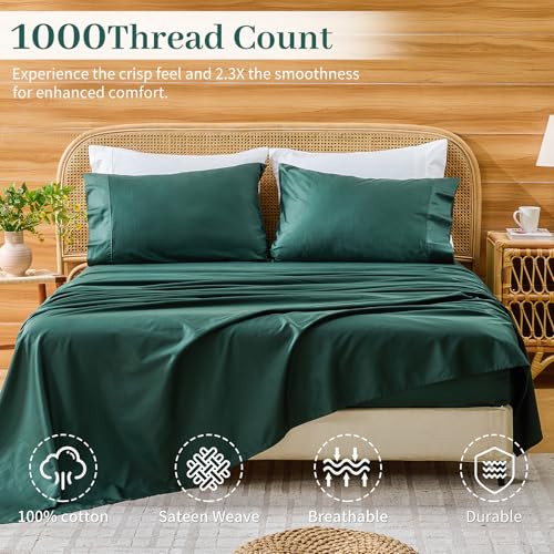 Image of Bedlifes 1000TC Egyptian Cotton Cal King Sheets, 4Pcs, 16 inch Deep Pocket
