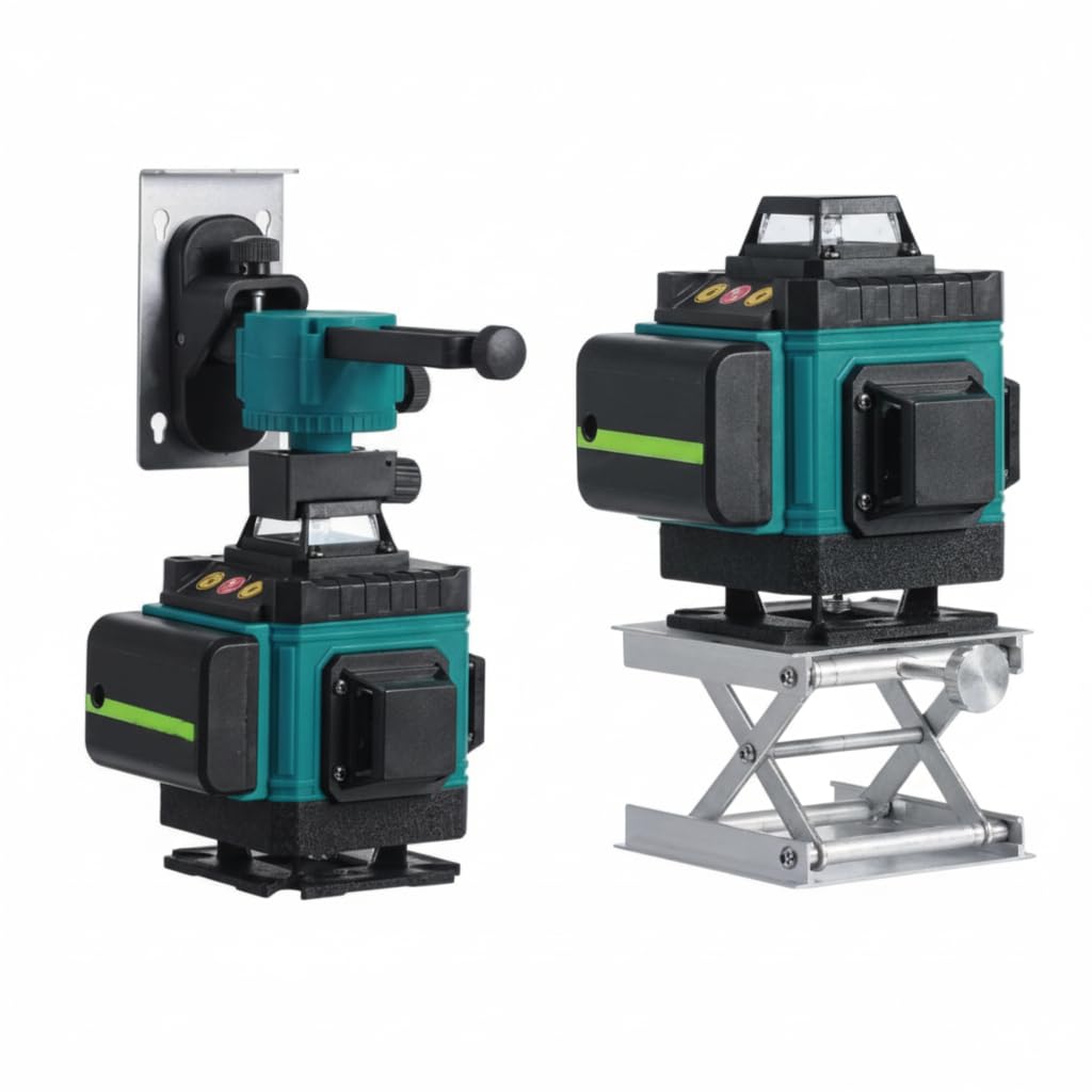 Livellatore Laser 4D 16 Linee 360° Verde con Treppiede – Autolivellante Professionale con Batterie, Supporto Magnetico e Telecomando, Laser Multilinea per Edilizia e Ristrutturazioni