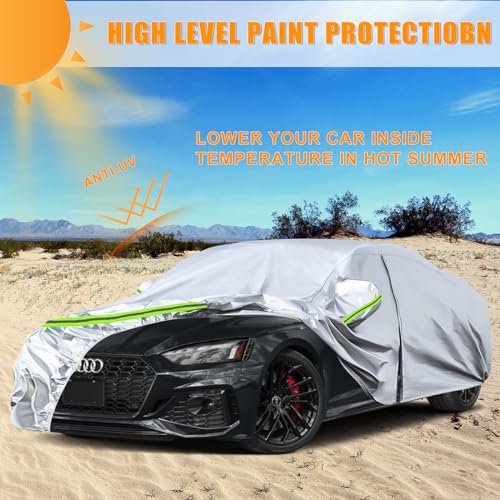 Image of Waterproof Car Covers Replace for 2007-2025 Audi A5 /S5, 6 Layers Silver All Weather Custom-fit Car Cover with Zipper Door & Windproof Bands for Snow Rain Dust Hail Protection