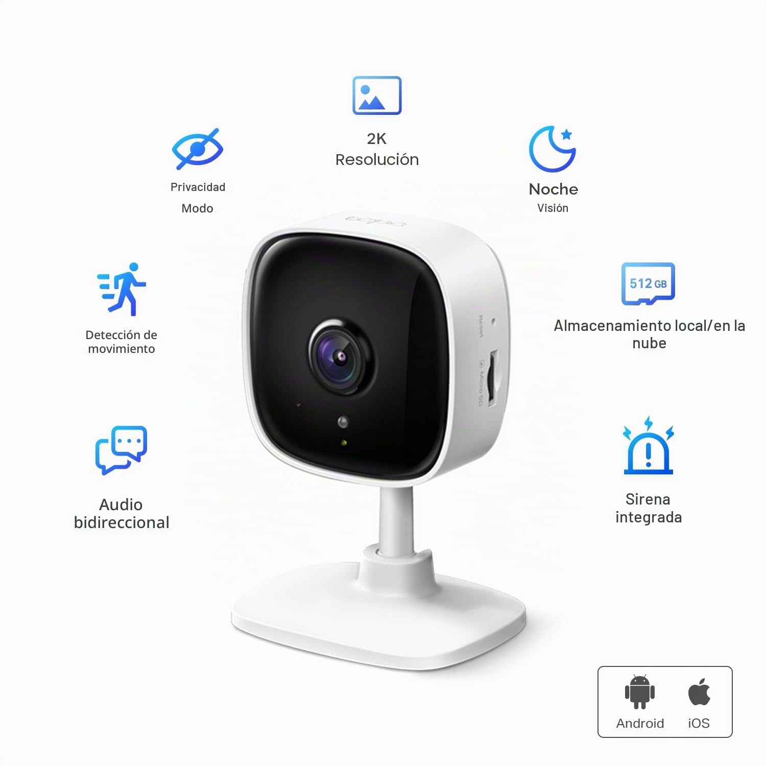 Tapo TP-Link - Cámara de Seguridad 2K para Monitor de bebé, cámara de Perro con detección de Movimiento, Sirena de Audio de 2 vías, visión Nocturna, Almacenamiento en la Nube y Tarjeta SD, Funciona