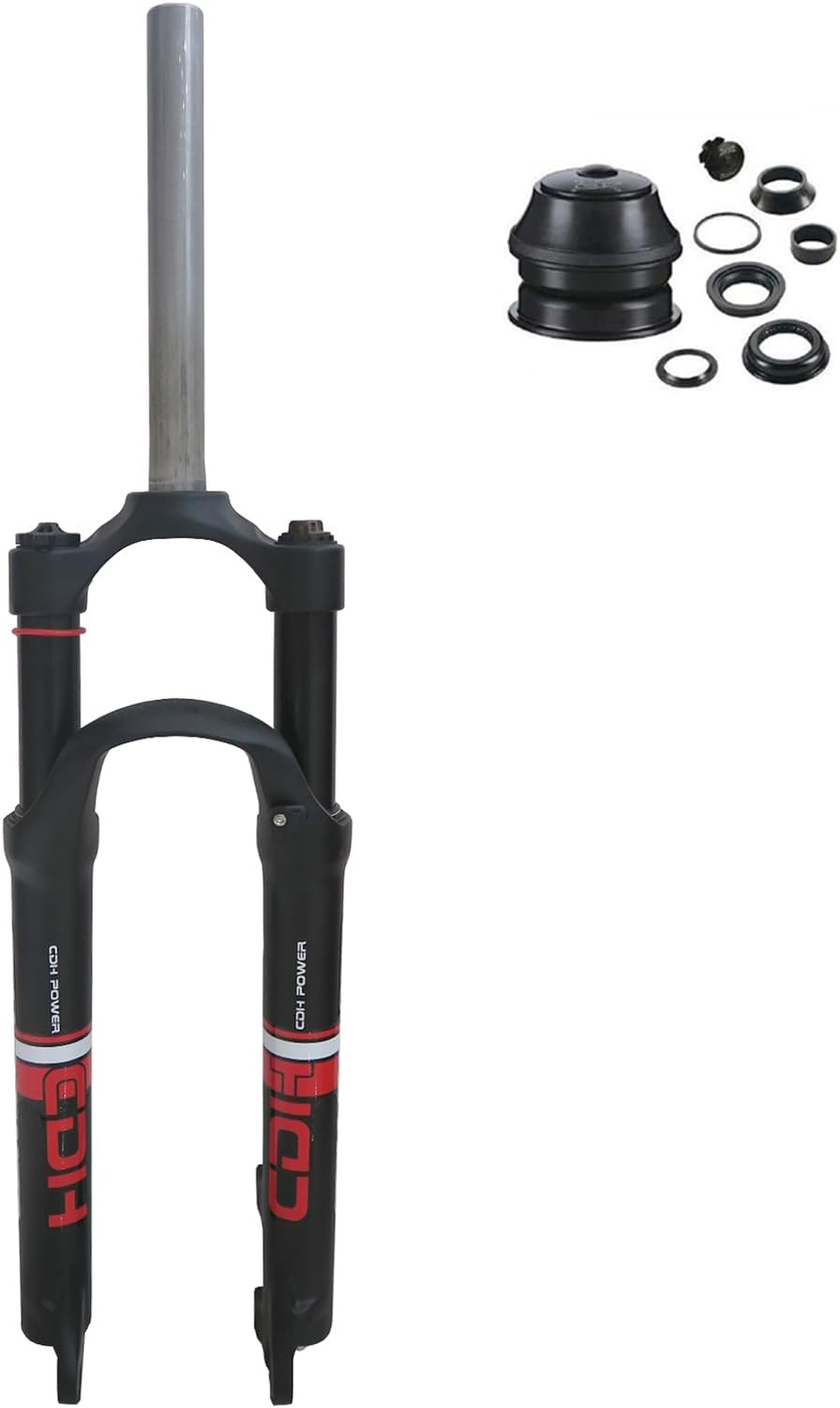 CDHPOWER 26″ Suspension Fork, Single Shoulder 28.6mm Straight Tube Ultralight Aluminum Alloy Disc Brake (1-1/8″ Headset included)