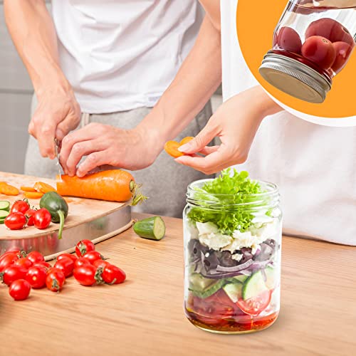 Fireboomoon 6 Pack 16 Ounce Clear Plastic Mason Jars Containers With Screw Sealing Metal Tinplate Lids,Refillable Empty Pet Plastic Slime Candy Storage Jars Containers For Home Kitchen Art Craft #TOP4