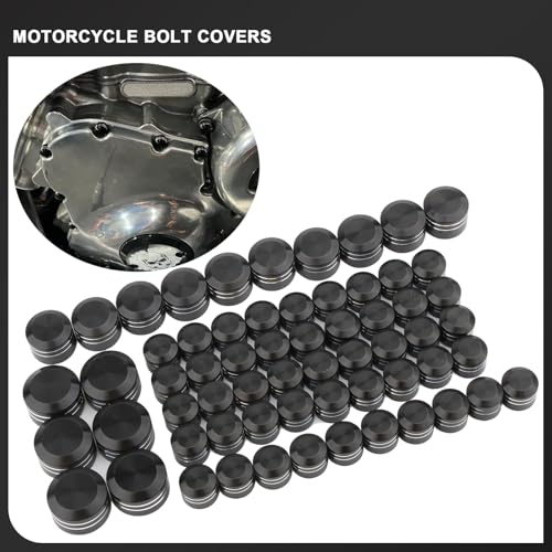 Image of Motorcycle Bolt Covers Head Bolts Engine Toppers Caps Kit for Harley 2017-2025 Touring Road King Street Glide Electra Road Glides 2018-2025 Softail Fatbob Breakout (White Black)