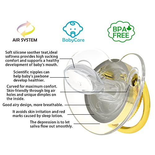 Image of Bling Personalized Baby Pacifier with Pacifier Clips and Anti-dust Cover A-Z 26 Letters(Gold Transparent,V)