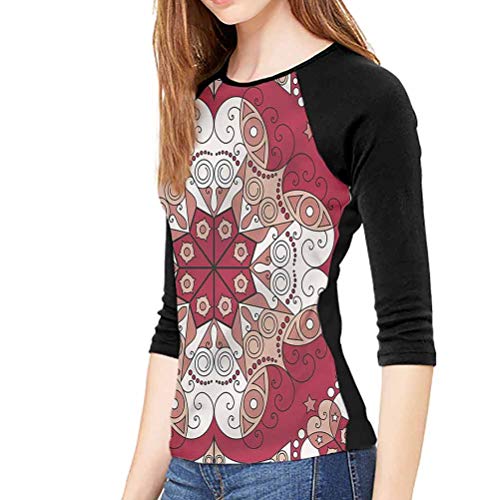 Classic Long Sleeve Tops Women Geometrical Vintage Persian Womens Casual Fitted T Shirt Medium