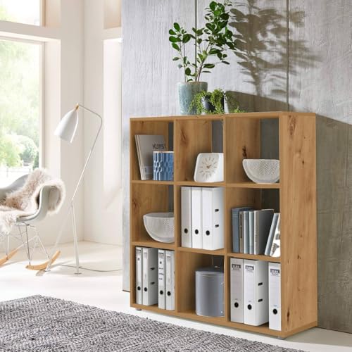 BMG Möbel Würfelregal Nizza Größen (Artisan Eiche, Würfel 9 Fächer)