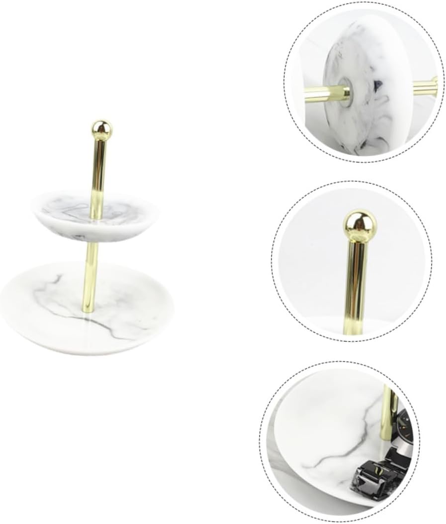 1Pc Multipurpose Jewelry Shelf Elegant Marble Design Jewelry Organizer for Bracelets Necklaces Watches Space Saving Storage for Home Use