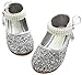 BoBo Angel Mary Jane - Scarpe basse da bambina, con paillette, con chiusura in velcro, con strass, colore: rosso e argento, (bianco), 32 EU