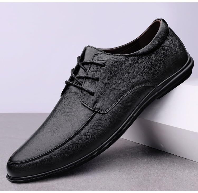 Dress Oxford for Mens Calfskin Leather Fashion Lace Up Prom Business Tuxedo Wedding Non Slip Block Heel Anti-Slip Formal Breathable2