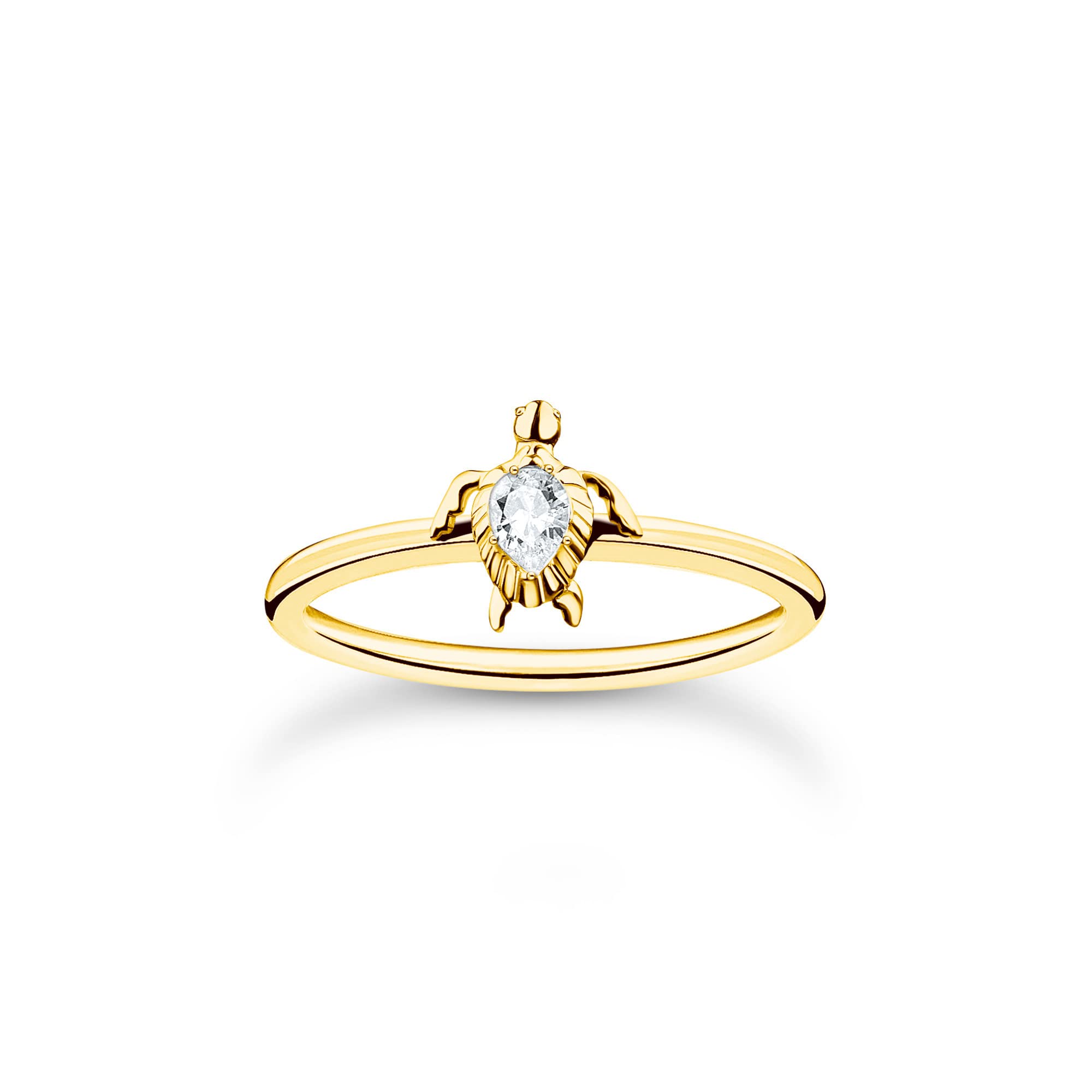 THOMAS SABO Damen Ring Schildkröte Gold 925 Sterlingsilber, 750 Gelbgold Vergoldung TR2401-414-14