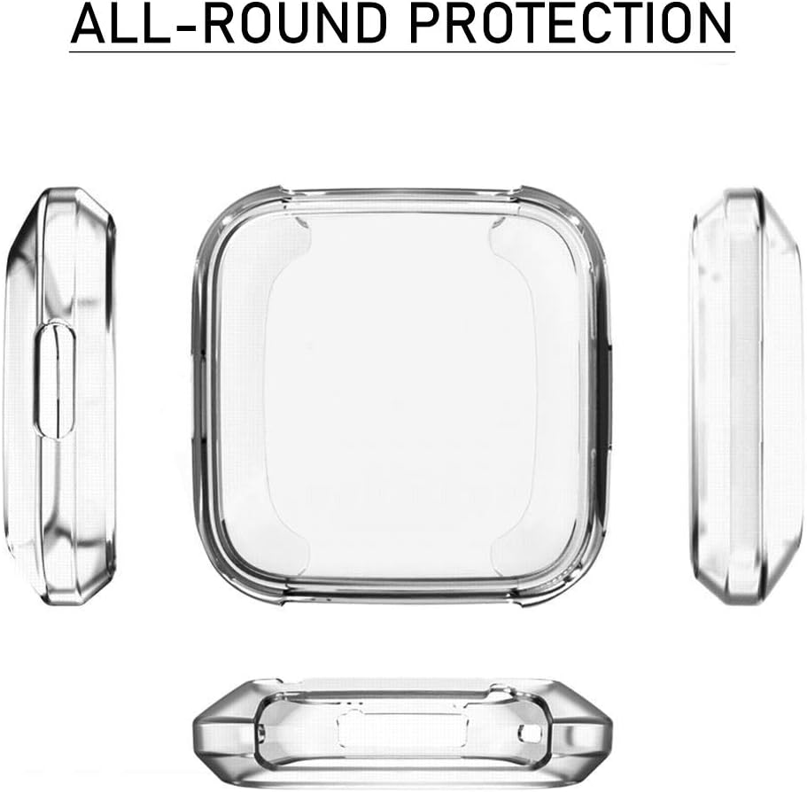 Compatible Fitbit Versa Lite Screen Protector Case, Besmon Soft TPU Watch Anti-Collision Case All-Around Protector Screen Rugged Bumper Case Cover for Fitbit Versa lite Smart Watch