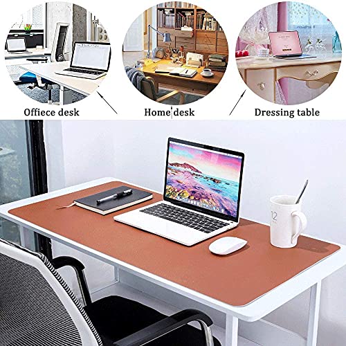 Image of Desk Pad, PU Leather Office Desk Mat, Dual Side, Ultra Thin, Extra Large, Waterproof Desk Blotter, Laptop Mouse Pad Table Protector for Office and Home (Brown + Gray)