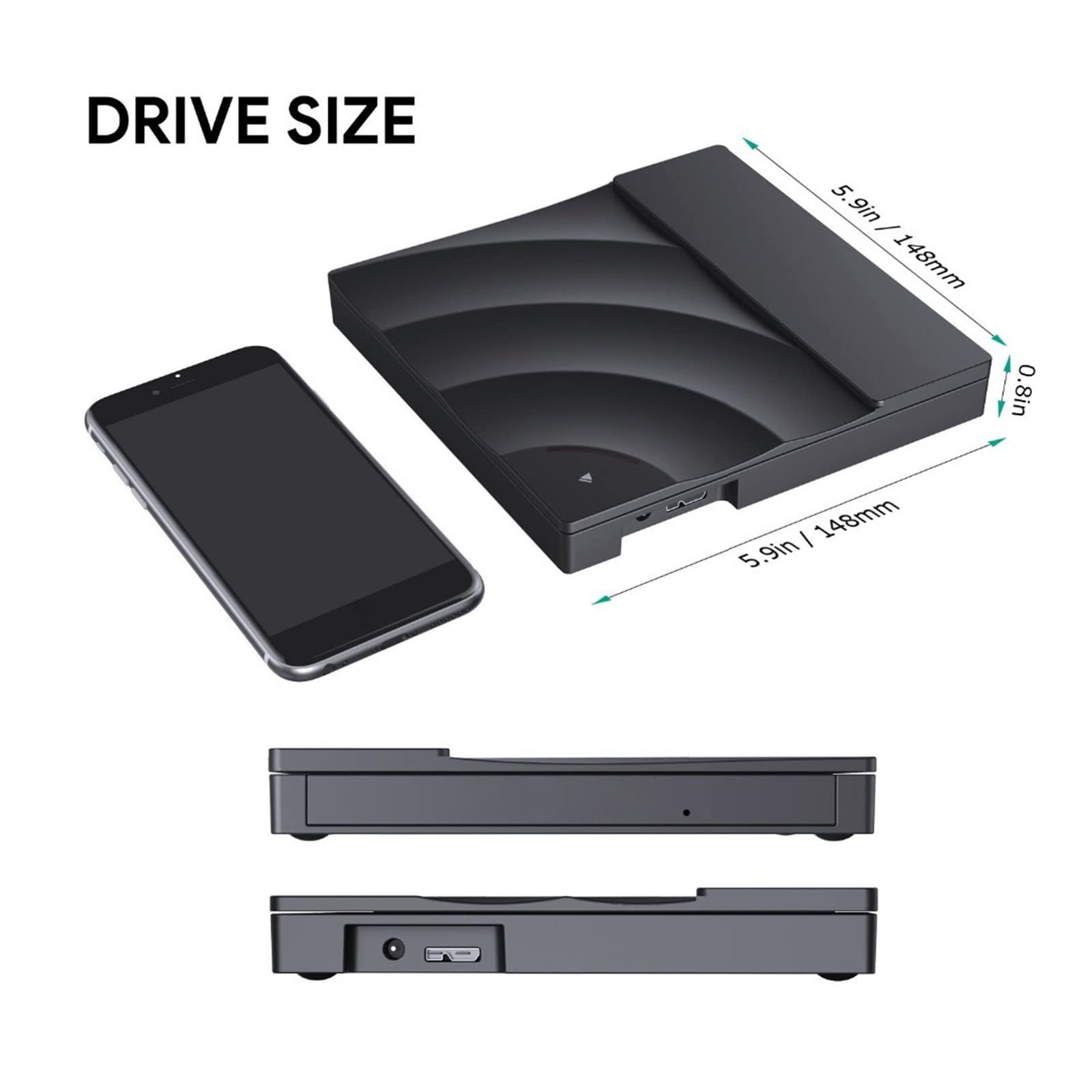 Lettore DVD portatile, Unità DVD esterna USB 3.0 ad alta velocità CD DVD Lettore portatile Driver Touch Control CD-RW