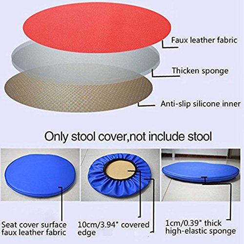 Rosavida 16 Inch Waterproof Round Stool Cover Faux Leather Anti-Slip Round Barstool Seat Covers Black #TOP2