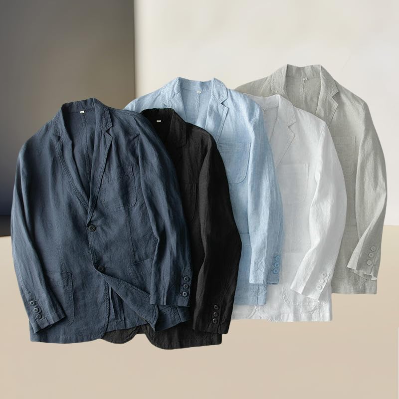 Men's British Style Linen Casual Loose Fit Single Blazer Jacket Outerwear2