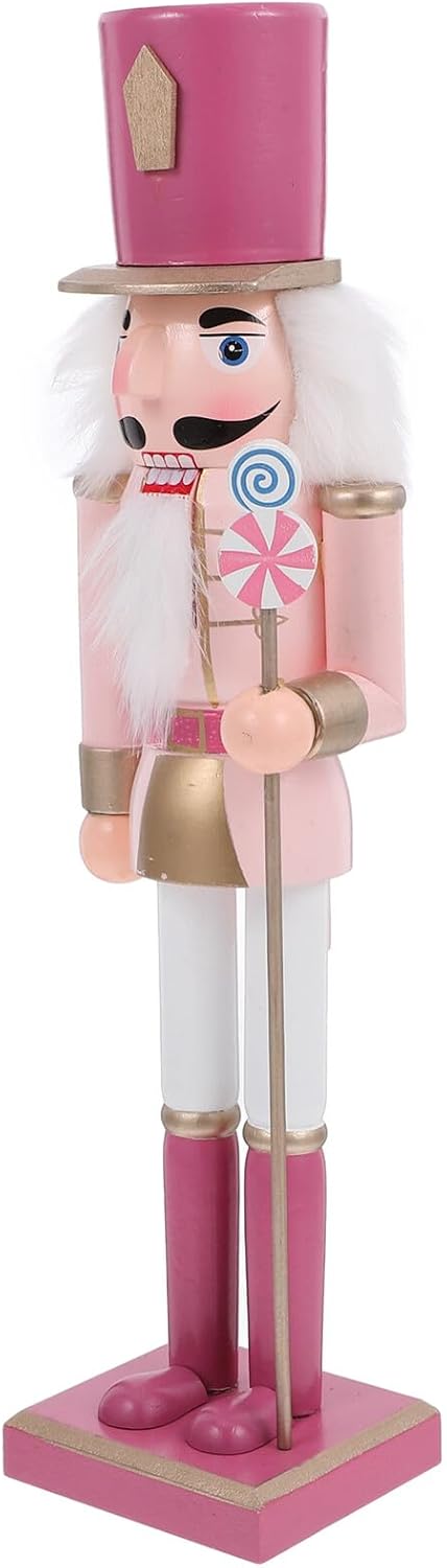 Christmas Nutcracker Soldier Figurine 38cm Wooden Macaron Color Hand-Painted Nutcracker Puppet Ornament Festive Home and Table Décor for Holiday Parties