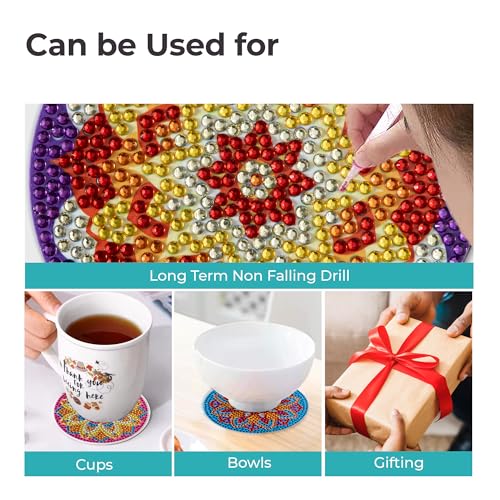 Image of The Better Home Ceramic Coasters Set Of 6 With Holder (Dia - 10cm) |Dining Table Accessories for Home| Tea Coaster|Cups /Coffee Mugs /Glasses Coaster Set | Kitty Party Return Gifts for Women(Multicolor)