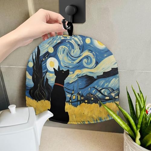 Image of Tea Pot Cover Starry Night Dog Print Teapots Cosy Insulated Tea Cozies Home Kitchen Decoration Teapot Dust Cover Warming Tea Kettle Quilt Creative Gifts for Party