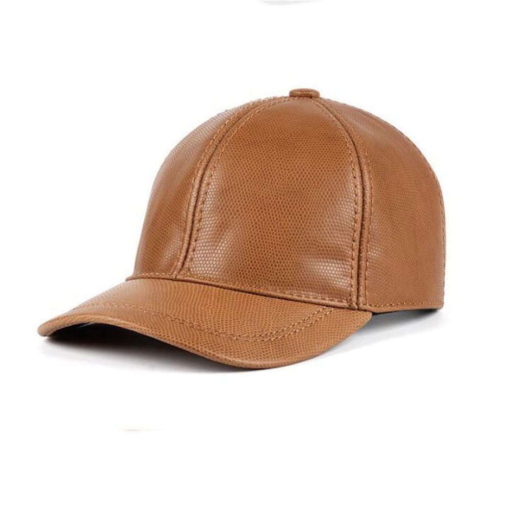 WZHZJ Winter Leather Hat Men's Korean Casual Baseball Cap Men's Warm Spire Hockey Golf Cap
