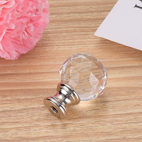 Canomo 2 Packs Faceted Crystal Glass Ball Lamp Finial Cap Knob Lamp Decoration For Lamp Shade, Clear And Silver, 1-3/4 Inches #TOP6