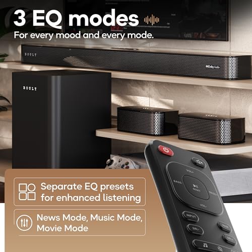 Image of GOBOULT Bassbox X625 5.1ch Dolby Digital 625W Bluetooth Soundbar Down-Firing Subwoofer Surround Sound Home Theatre,Dedicated DSP, USB /HDMI /AUX & Optical Fiber Connectivity