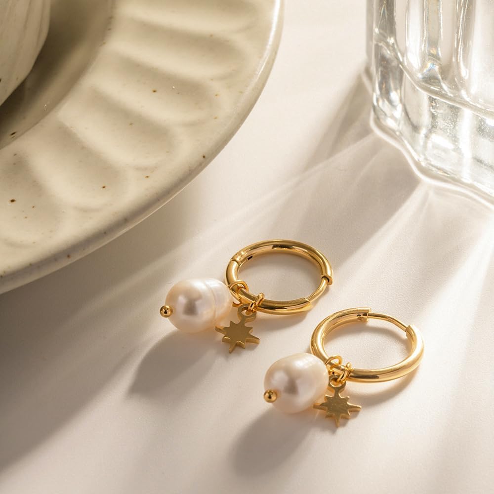 Women Long Tassel Freshwater Pearl Stud Earrings Gold Plated Earrings S925 Hypoallergenic Jewelry Birthday Gift Valentine Gift for Her