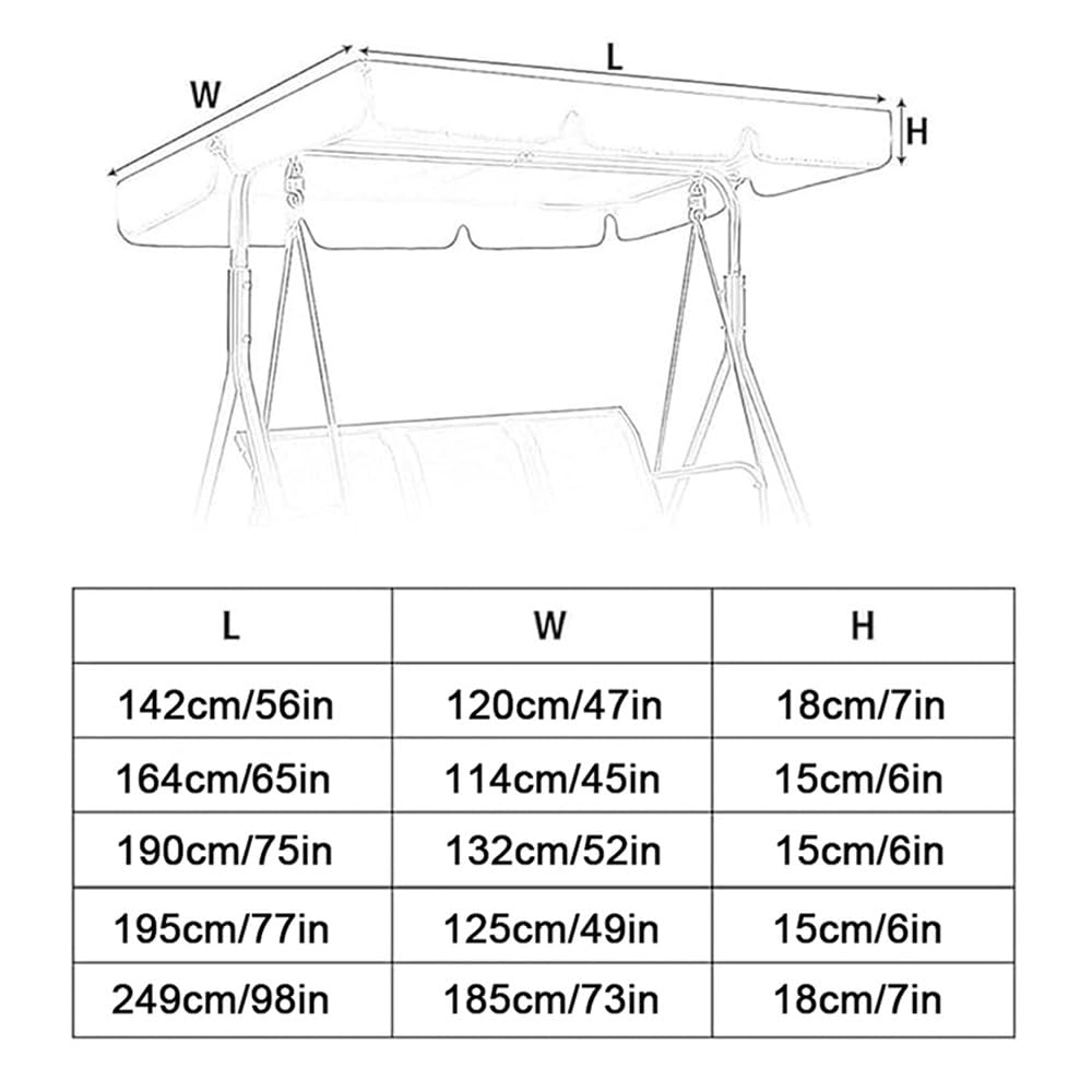 Copertura Superiore per Dondolo da Giardino 2-3 Posti, Impermeabile Tettuccio per Dondolo 142x120cm 164x114cm 190x132cm 195x125cm 249x185cm Telo Ricambio(Dark Green,195x125cm/77x49in)