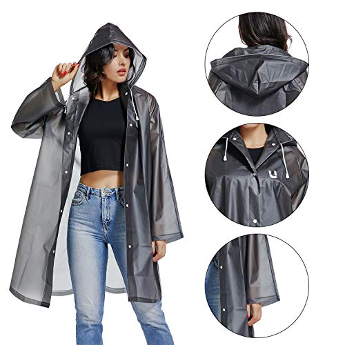 Foto von UNIQUEBELLA Regenmantel Eva Travel Transparent Regenponcho Regen Zubehör für Damen und Herren Regenbekleidung Regencape Regenjacke Wasserdicht für Wandern Radfahren Camping und Reisen