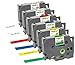 Produktbild Yellow Yeti 6 Schriftbander TZe-131 TZe-231 TZe-431 TZe-531 TZe-631 TZe-731 12mm x 8m schwarz auf transparent weiß rot blau gelb grün Etikettenbänd kompatibel für P-Touch Etikettendrucker