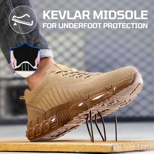 Image of Steel Toe Shoes for Men Lightweight Safety Work Shoes with Kevlar Puncture Resistant Midsole Comfortable Low Top Work Shoes for Warehouse Factory Light Construction