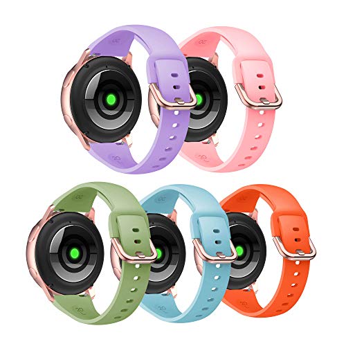PATROHOO Replacement Bands Compatible with Samsung Galaxy Watch Active 2 40mm 44mm/Active/Active 3 41mm/Galaxy Watch 42mm, 20mm Soft Silicone Bands for Women Men(5 Pack/S)