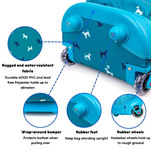 Image of J World Sunny Rolling Backpack for Kids. Roller Bag With Wheels, Puppy