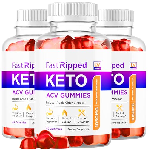 (3 Pack) Fast Ripped Keto ACV Gummies Advanced Weight Loss, Fast Ripped Keto Plus Apple Cider Vinegar 1050MG Supplement Support, Advanced Formula Gummy Reviews, 180 Gummies for 3 Months