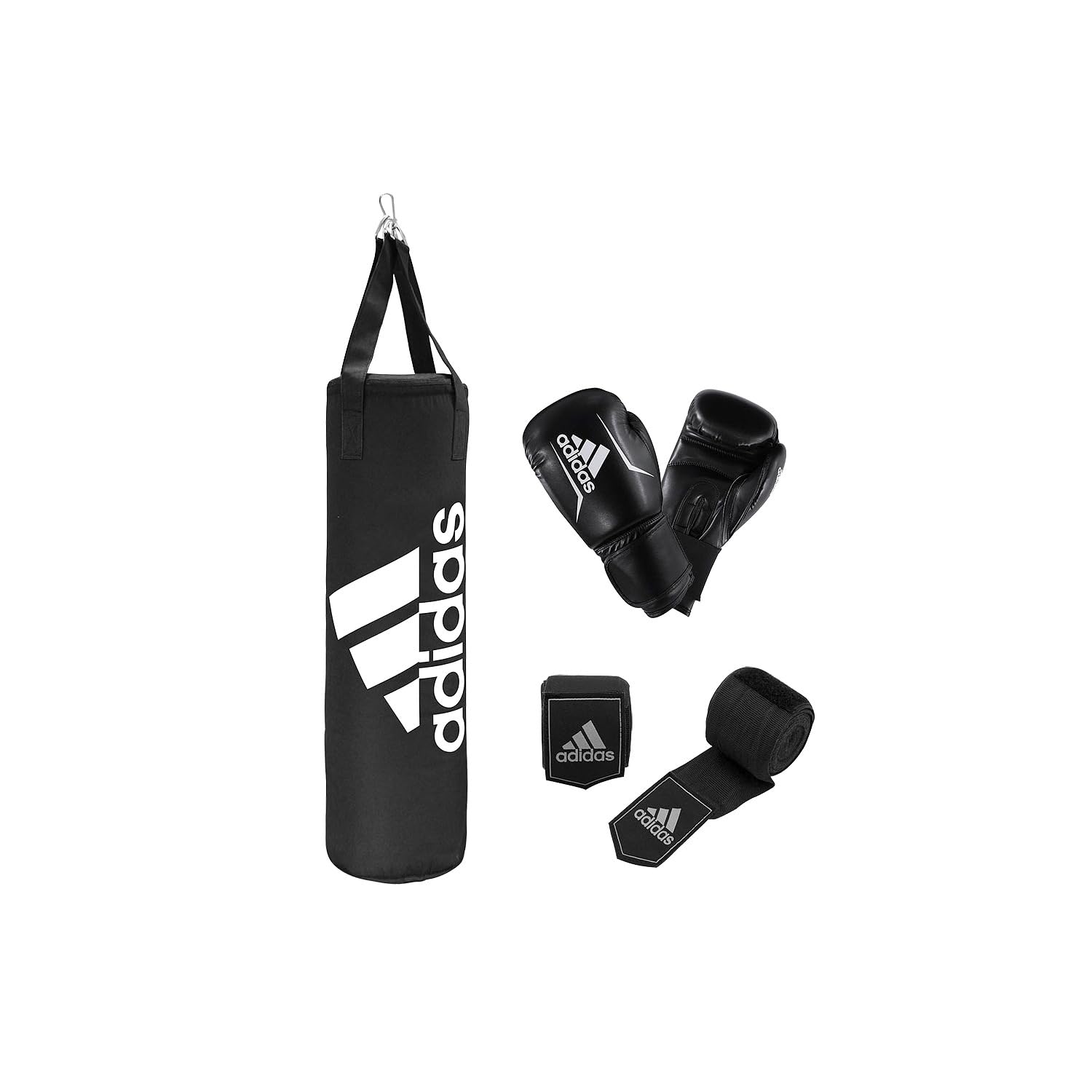 adidas Boxing Kit, Set da Boxe. Unisex-Adulti, Nero, Boxsack: 80cm Handschuhe: 10oz