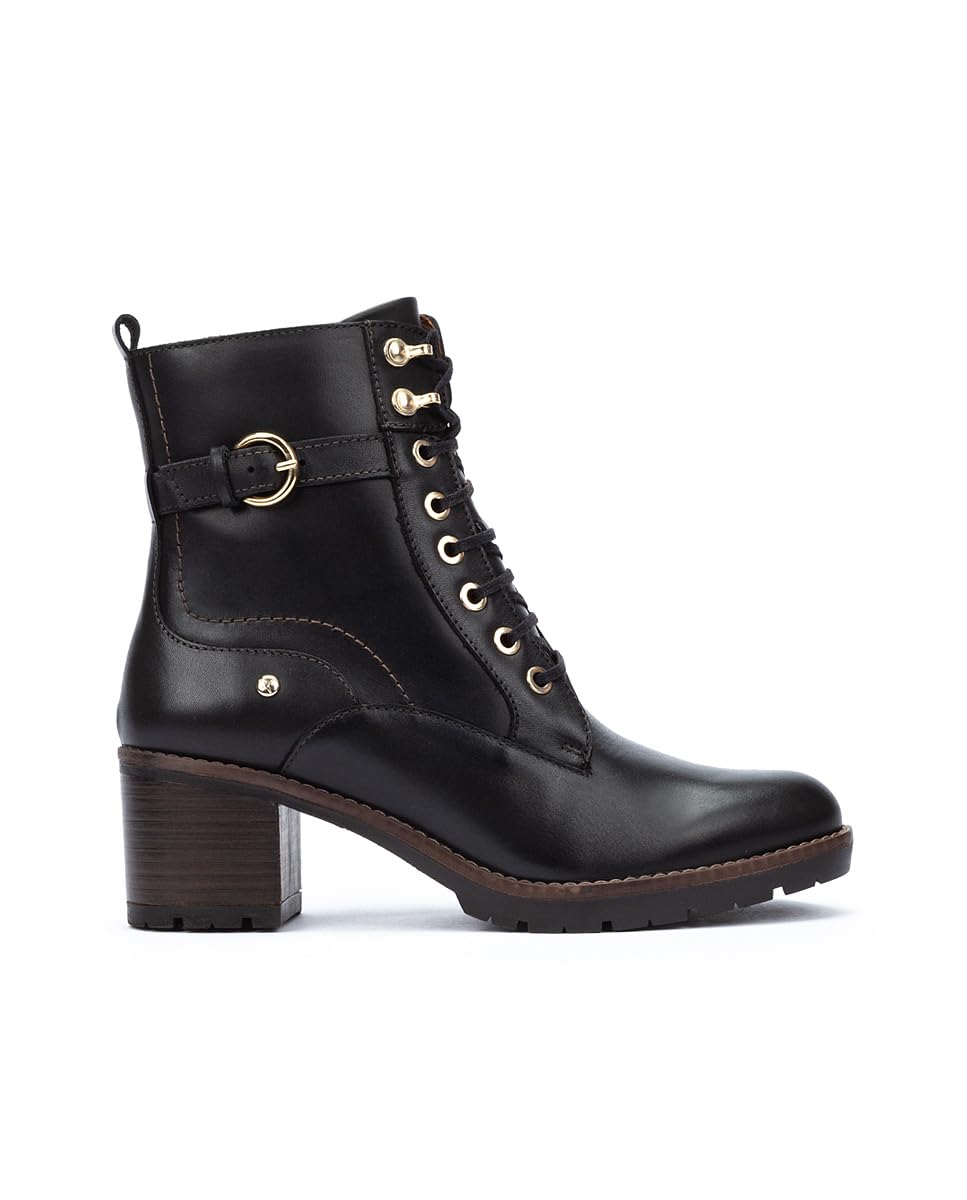 Pikolinos Llanes Stiefeletten mit Absatz Damen | Aus Leder | Schnür- und Reißverschluss | Hoher Absatz | EU-Größe 35–42
