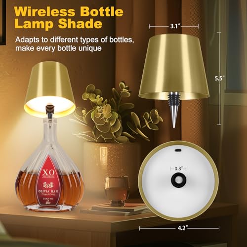 SOUDFK Wireless Bottle Lamp, 2026 New 3 Color Rechargeable Led Wine Bottle Lights for Bars Restaurants (Electroplated Gold Color, 1PC) by SOUDFK - Used condition - Image 5