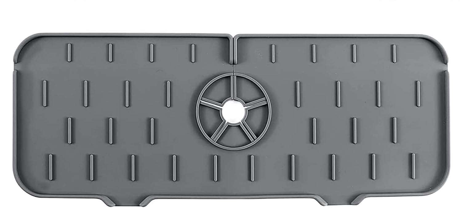 HARI® Sink Splash Guard, Silicone Faucet Handle Drip Catcher Tray, fits Faucet Bottom Sponge Holder Sink Protectors Mat for Kitchen Bathroom Sink Accessories (Grey) (B0CKXX8BC7) Amazon Price History, Amazon Price Tracker
