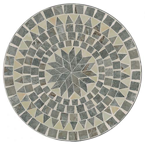MACOShopde by MACO Möbel Raburg Mosaiktisch Mayla in BLAU-GRAU-Mint - Metallgestell in SCHWARZ, Gartentisch, rund, 60 cm… – Bild 5