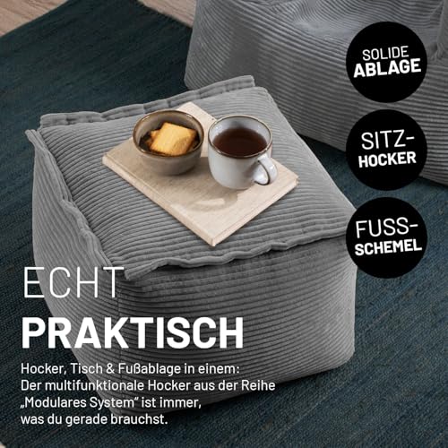 Lumaland Modulares Basic Set - Cord-Reihe | Indoor Sitzsäcke mit Softer Struktur, ideal Sofa Modulen & zum Pouf | Bean Bag mit Füllung - für Wohnzimmer & Co.