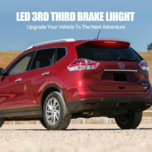 Image of Third 3rd Brake Light LED for 2014-2019 Nissan Rogue, High Mount Rear Brake Lights Assembly for 14-19 Nissan Rogue, Waterproof Center Cab Lamp Stop Light (Black)