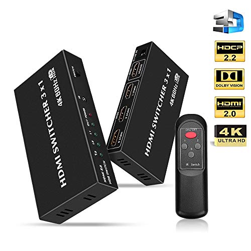 4k HDMI Splitter, aVHaCK 4K 60Hz 3 x 1 HDMI Auto Switch High