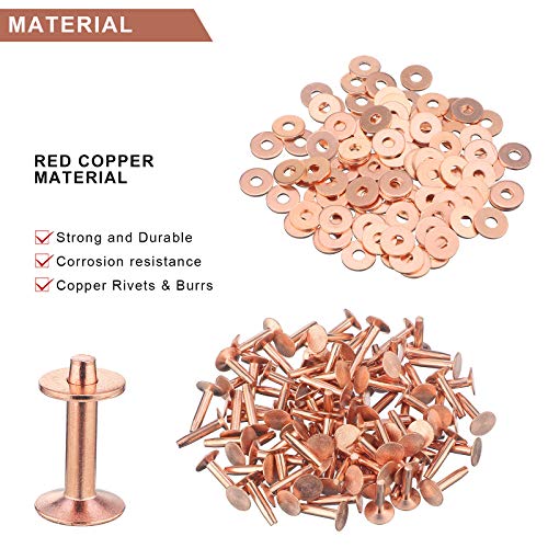 100 Sets Copper Rivets And Burrs Washers Leather Copper Rivet Fastener For Belts Wallets Collars Leather Diy Craft Supplies (5/8 Inch, Size 9) #TOP2