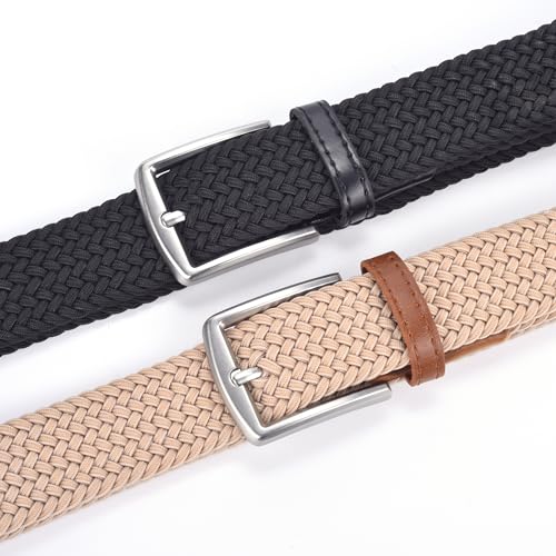 Image of 2pcs Men's Stretch Woven 1.3 inch Wide Elastic Braided Belts