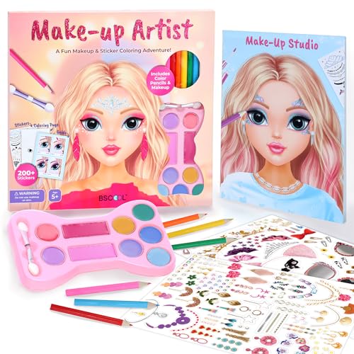 BSCOOL Artiste de maquillage. Maquillage amusant 3 en 1, autocollant, kit de coloriage, comprend...